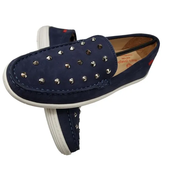 Marc Joseph | NIB Louisville Navy Nobuck Blue Leather Studded Loafers Girl's 5.5