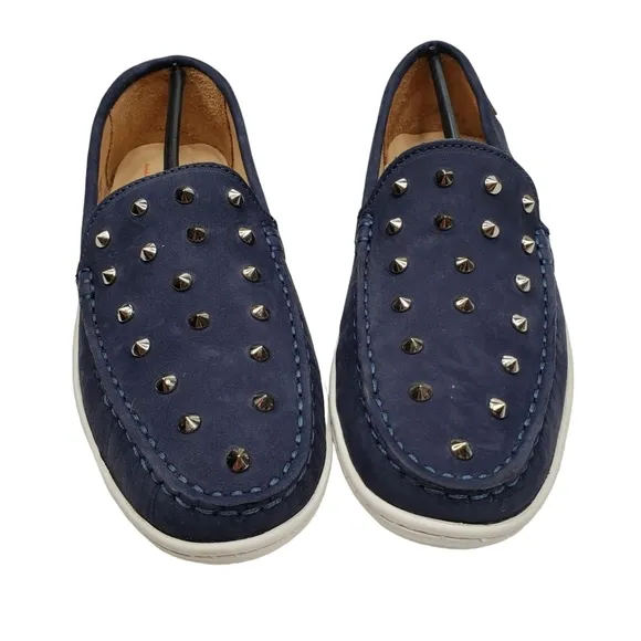 Marc Joseph | NIB Louisville Navy Nobuck Blue Leather Studded Loafers Girl's 5.5