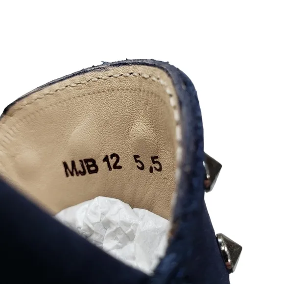 Marc Joseph | NIB Louisville Navy Nobuck Blue Leather Studded Loafers Girl's 5.5