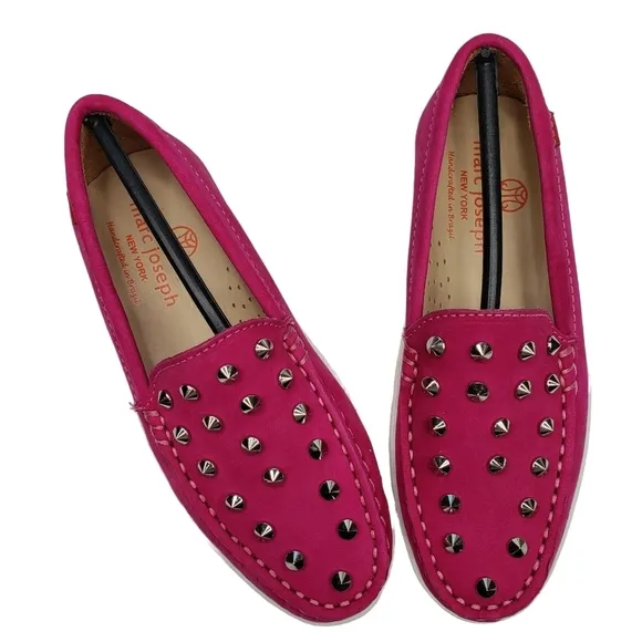 Marc Joseph | NIB Louisville Pink Nobuck Leather Studded Loafers Girl's 12.5