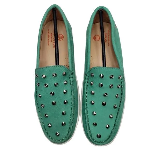 Marc Joseph | NIB Louisville Turquoise Nobuck Leather Studded Loafers Girl's 4.5