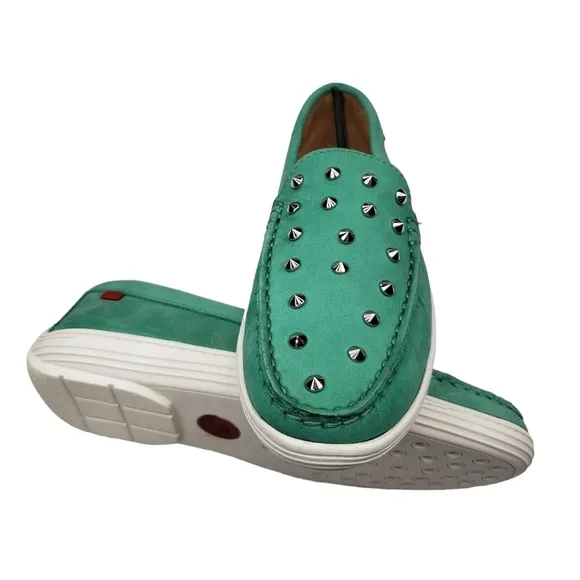 Marc Joseph | NIB Louisville Turquoise Nobuck Leather Studded Loafers Girl's 4.5