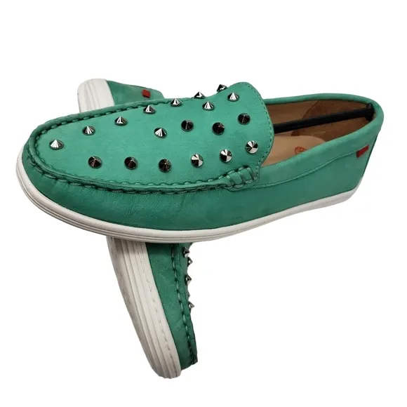 Marc Joseph | NIB Louisville Turquoise Nobuck Leather Studded Loafers Girl's 4.5
