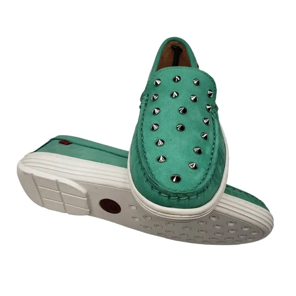 Marc Joseph | NIB Louisville Turquoise Nobuck Leather Studded Loafers Girl's 4