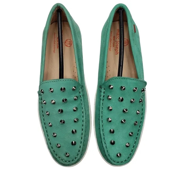 Marc Joseph | NIB Louisville Turquoise Nobuck Leather Studded Loafers Girl's 4