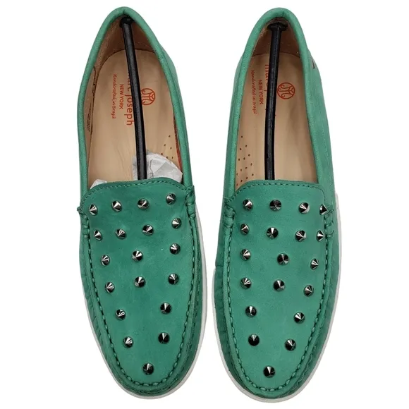 Marc Joseph | NIB Louisville Turquoise Nobuck Leather Studded Loafers Girl's 5.5