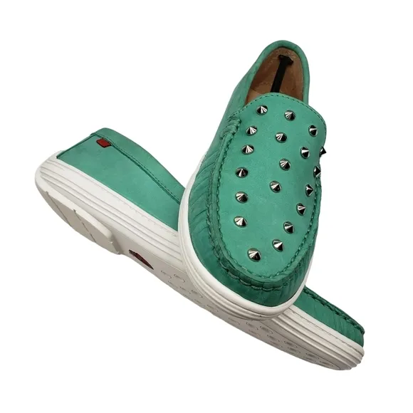 Marc Joseph | NIB Louisville Turquoise Nobuck Leather Studded Loafers Girl's 5.5