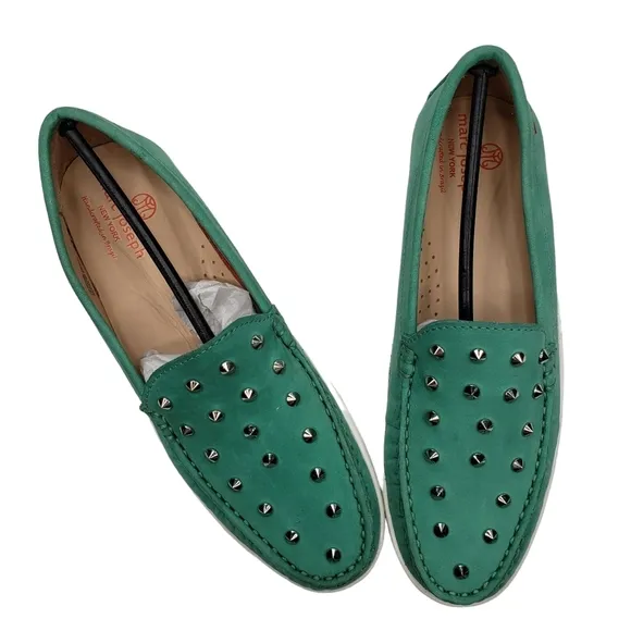 Marc Joseph | NIB Louisville Turquoise Nobuck Leather Studded Loafers Girl's 5.5