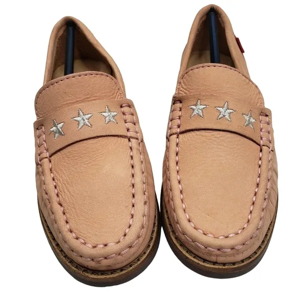 Marc Joseph | NIB Madison Blush Nobuck Silver Star Leather Loafers Girl's 10.5