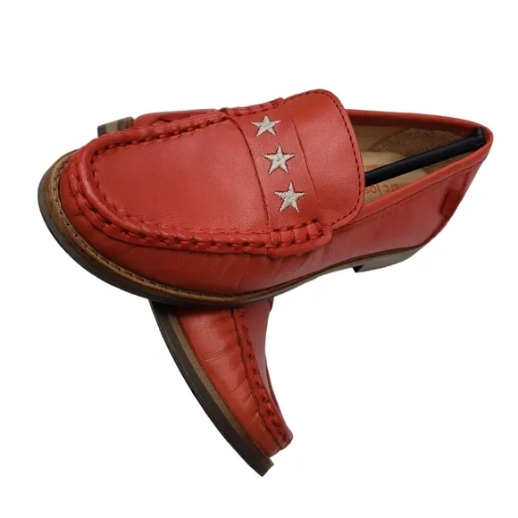 Marc Joseph | NIB Madison Coral Napa Silver Star Leather Loafers Girl's 12