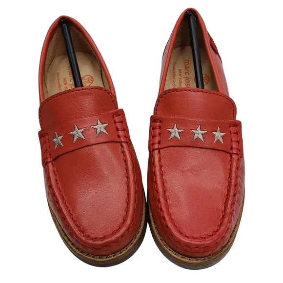 Marc Joseph | NIB Madison Coral Napa Silver Star Leather Loafers Girl's 12