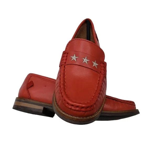 Marc Joseph | NIB Madison Coral Napa Silver Star Leather Loafers Girl's 12