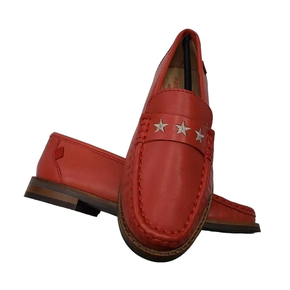 Marc Joseph | NIB Madison Coral Napa Silver Star Leather Loafers Girl's 12