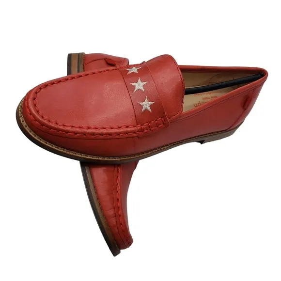 Marc Joseph | NIB Madison Coral Napa Silver Star Preppy Leather Loafers Girl's 3