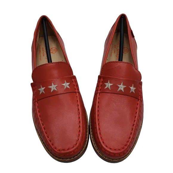 Marc Joseph | NIB Madison Coral Napa Silver Star Preppy Leather Loafers Girl's 3