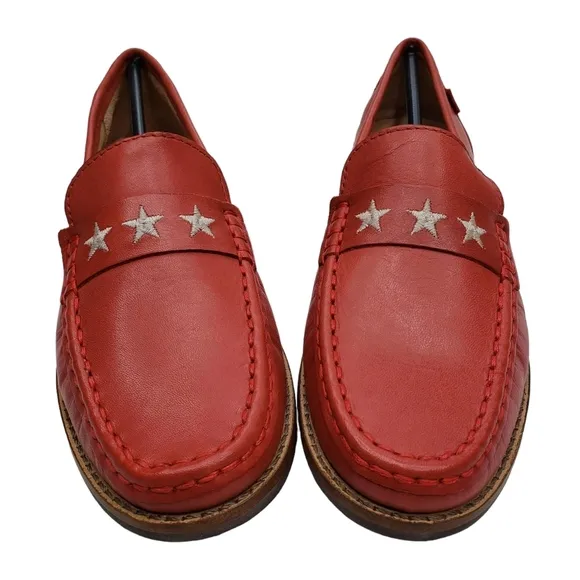 Marc Joseph | NIB Madison Coral Napa Silver Star Preppy Leather Loafers Girl's 3