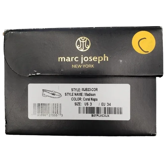Marc Joseph | NIB Madison Coral Napa Silver Star Preppy Leather Loafers Girl's 3