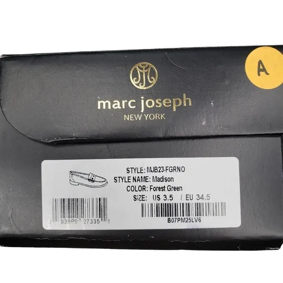 Marc Joseph | NIB Madison Forest Green Gold Star Leather Loafers Girl's 3.5