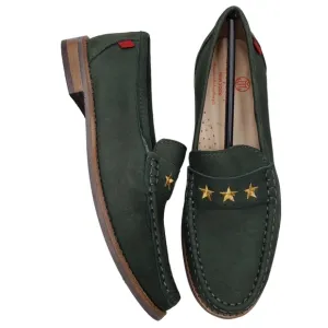 Marc Joseph | NIB Madison Forest Green Gold Star Leather Loafers Girl's 3.5