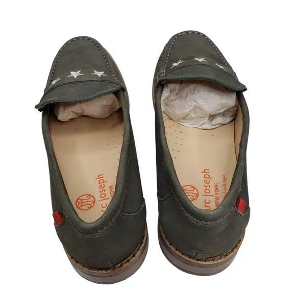 Marc Joseph | NIB Madison Gray Nobuck Silver Star Leather Loafers Girl's 2