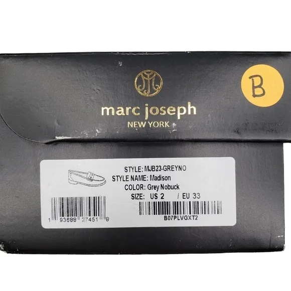 Marc Joseph | NIB Madison Gray Nobuck Silver Star Leather Loafers Girl's 2