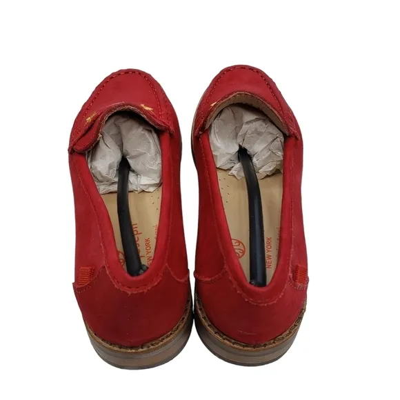 Marc Joseph | NIB Madison Red Nobuck Gold Star Preppy Leather Loafers Girl's 13