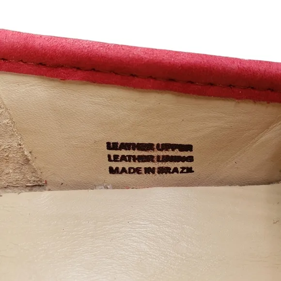Marc Joseph | NIB Madison Red Nobuck Gold Star Preppy Leather Loafers Girl's 3.5