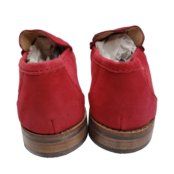 Marc Joseph | NIB Madison Red Nobuck Gold Star Preppy Leather Loafers Girl's 3.5