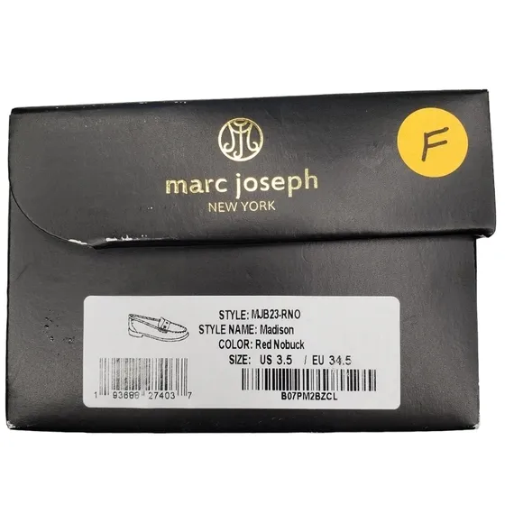 Marc Joseph | NIB Madison Red Nobuck Gold Star Preppy Leather Loafers Girl's 3.5