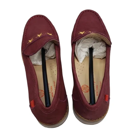 Marc Joseph | NIB Madison Wine Nobuck Gold Star Preppy Leather Loafers Girl's 2