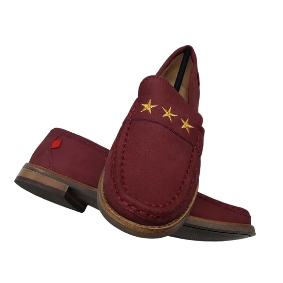 Marc Joseph | NIB Madison Wine Nobuck Gold Star Preppy Leather Loafers Girl's 2