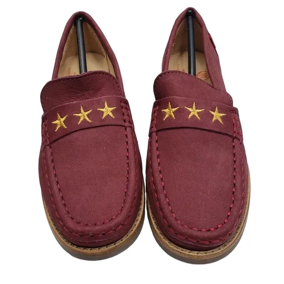 Marc Joseph | NIB Madison Wine Nobuck Gold Star Preppy Leather Loafers Girl's 2