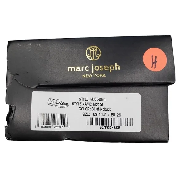 Marc Joseph | NIB Mott St Blush Nobuck Silver Grommet Leather Loafers Girls 11.5