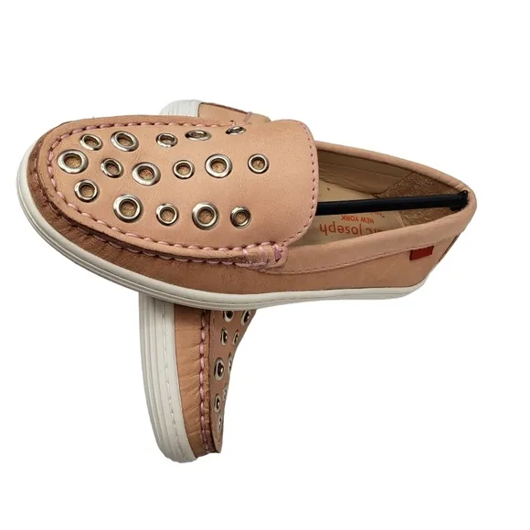 Marc Joseph | NIB Mott St Blush Nobuck Silver Grommet Leather Loafers Girl's 12