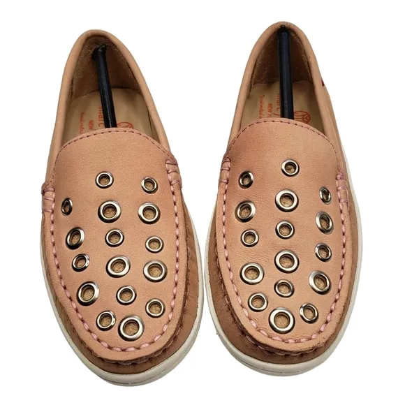 Marc Joseph | NIB Mott St Blush Nobuck Silver Grommet Leather Loafers Girl's 12