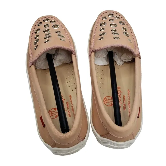 Marc Joseph | NIB Mott St Blush Nobuck Silver Grommet Leather Loafers Girl's 12