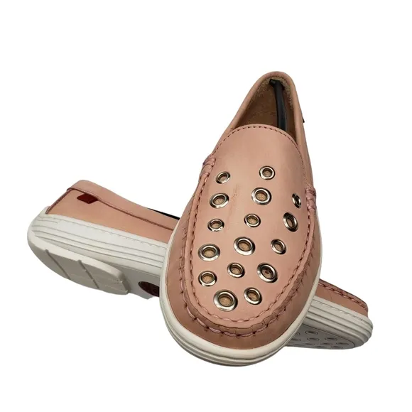 Marc Joseph | NIB Mott St Blush Nobuck Silver Grommet Leather Loafers Girl's 2.5