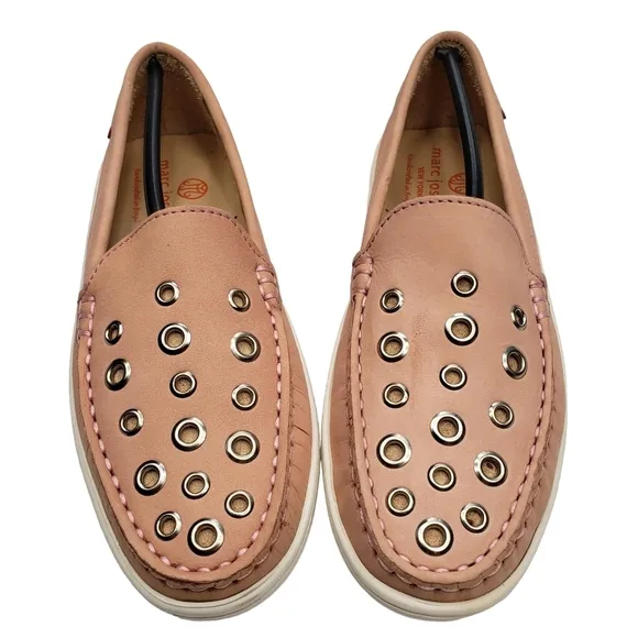 Marc Joseph | NIB Mott St Blush Nobuck Silver Grommet Leather Loafers Girl's 2.5