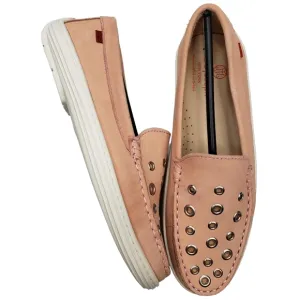 Marc Joseph | NIB Mott St Blush Nobuck Silver Grommet Leather Loafers Girl's 4.5