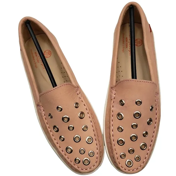 Marc Joseph | NIB Mott St Blush Nobuck Silver Grommet Leather Loafers Girl's 4.5