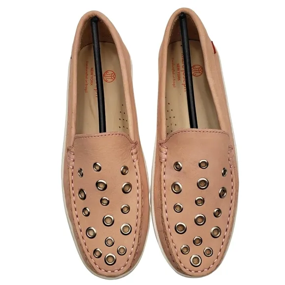 Marc Joseph | NIB Mott St Blush Nobuck Silver Grommet Leather Loafers Girl's 4.5