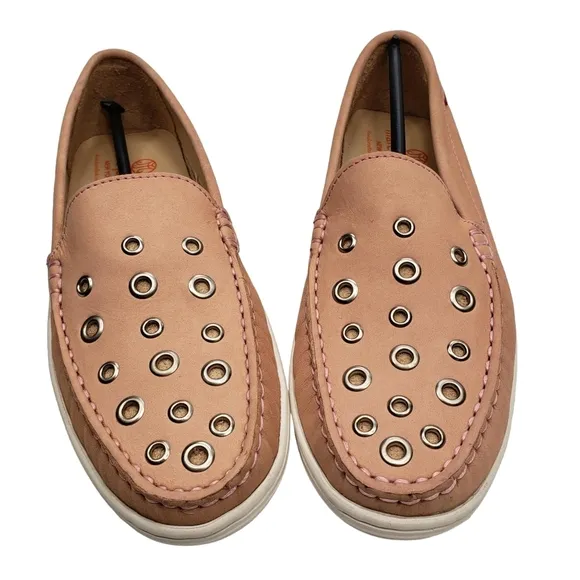 Marc Joseph | NIB Mott St Blush Nobuck Silver Grommet Leather Loafers Girl's 5.5