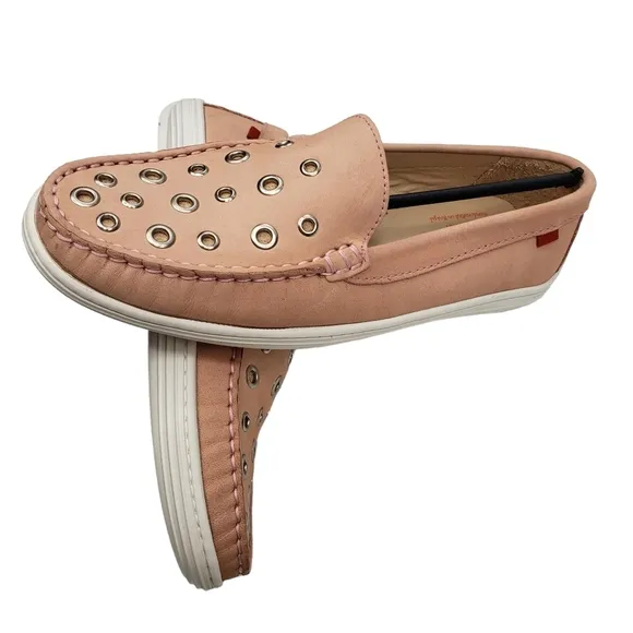 Marc Joseph | NIB Mott St Blush Nobuck Silver Grommet Leather Loafers Girl's 5.5