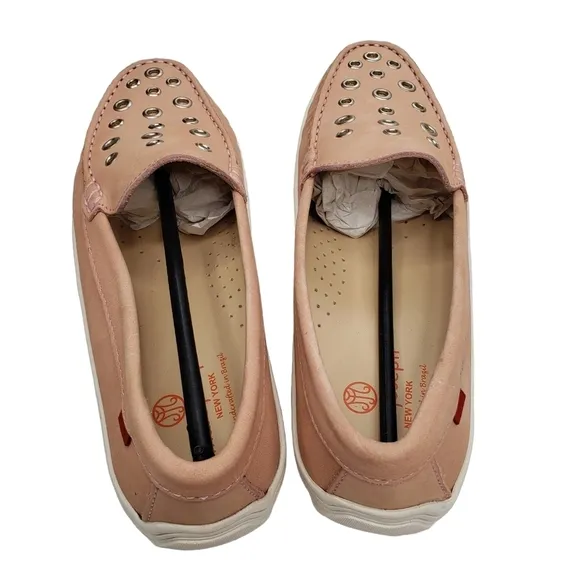 Marc Joseph | NIB Mott St Blush Nobuck Silver Grommet Leather Loafers Girl's 5.5