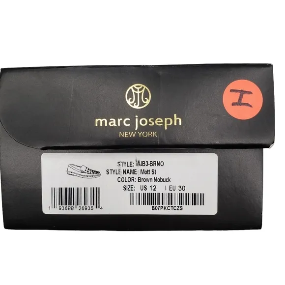 Marc Joseph | NIB Mott St Brown Nobuck Silver Grommet Leather Loafers Girl's 12