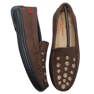 Marc Joseph | NIB Mott St Brown Nobuck Silver Grommet Leather Loafers Girl's 12