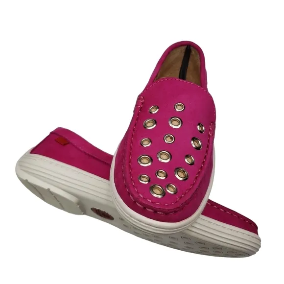 Marc Joseph | NIB Mott St Pink Nobuck Silver Grommet Leather Loafers Girl's 1