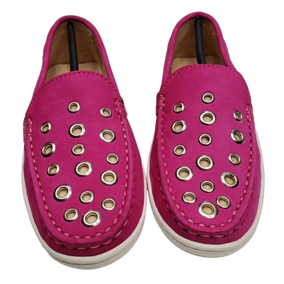 Marc Joseph | NIB Mott St Pink Nobuck Silver Grommet Leather Loafers Girl's 1