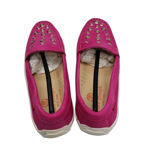 Marc Joseph | NIB Mott St Pink Nobuck Silver Grommet Leather Loafers Girl's 1
