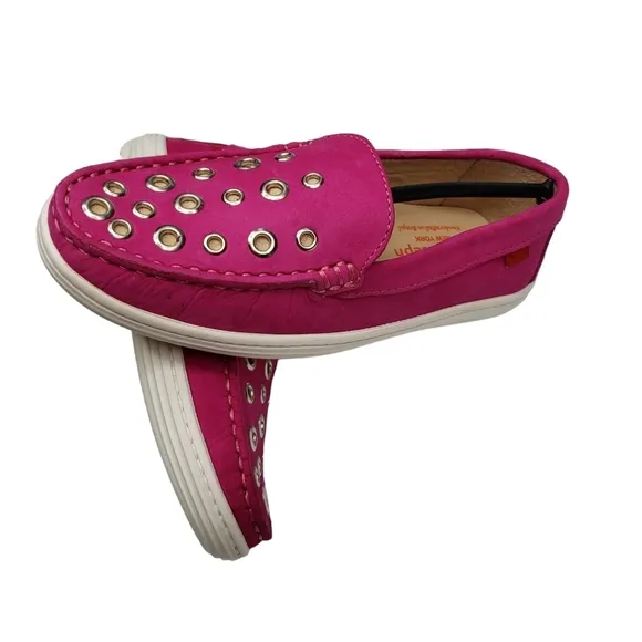 Marc Joseph | NIB Mott St Pink Nobuck Silver Grommet Leather Loafers Girl's 1